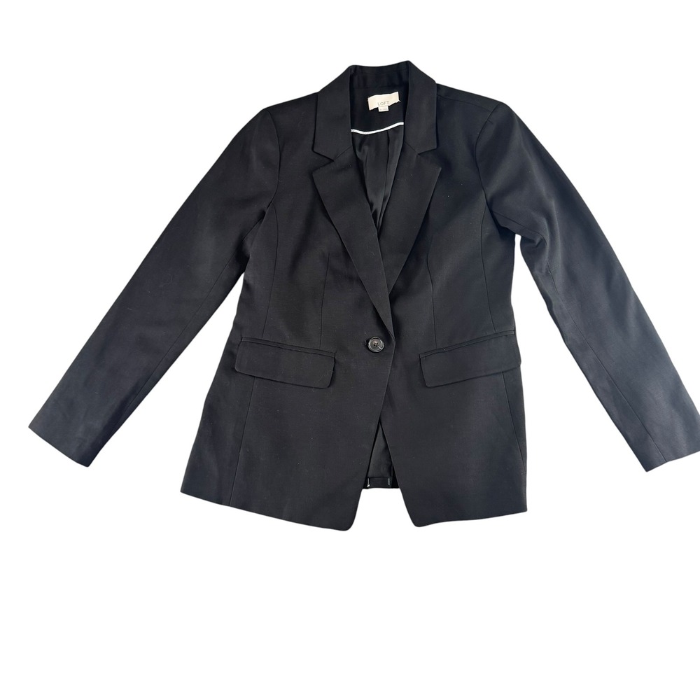 LOFT Black One Button Blazer Womens Size 0 Career‎ Office Professional Jacket